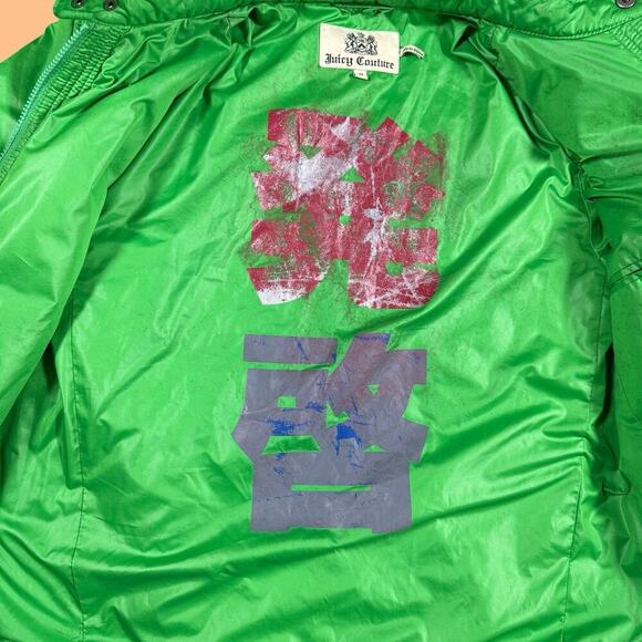 Juicy Couture JM Green Puffer Jacket M Vintage Y2K Streetwear Rare Unisex Zip Up - Picture 2 of 11